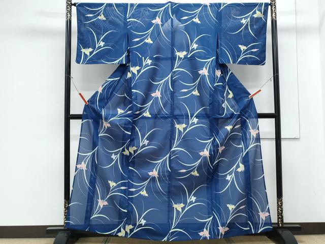 平和屋着物＊夏物　小紋　絽　草花文　洗える着物　CABJ1111th