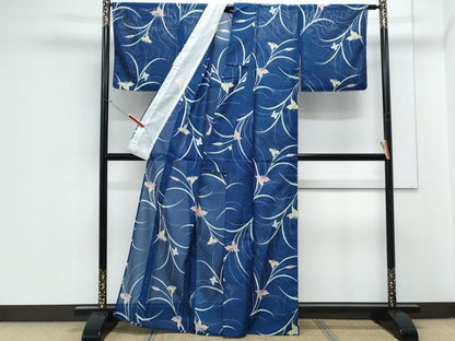 平和屋着物＊夏物　小紋　絽　草花文　洗える着物　CABJ1111th