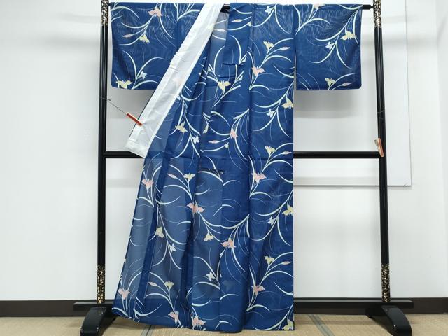 平和屋着物＊夏物　小紋　絽　草花文　洗える着物　CABJ1111th