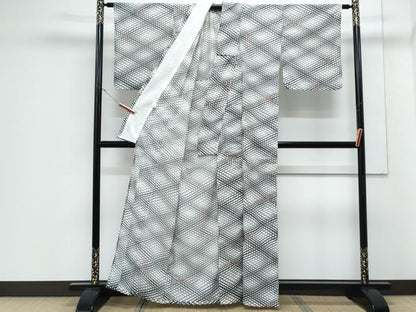 平和屋着物＊夏物　小紋　絽　菱文　洗える着物　CABJ1112th