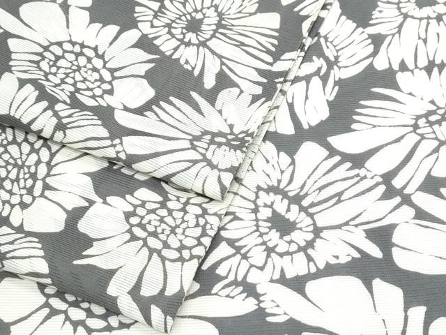 平和屋着物＊夏物　小紋　絽　型染め　舞花文　正絹　逸品　CABJ1114th
