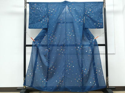 平和屋着物＊夏物　小紋　絽　あられ　洗える着物　CABJ1115th