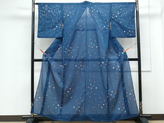 平和屋着物＊夏物　小紋　絽　あられ　洗える着物　CABJ1115th