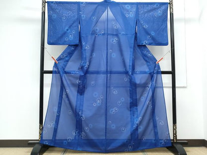 平和屋着物＊夏物　小紋　絽　丸文　洗える着物　CABJ1120th