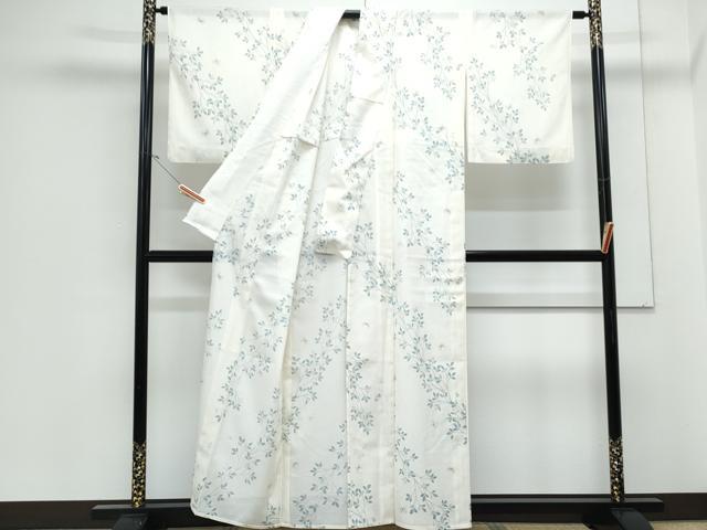 平和屋着物＊夏物　小紋　絽　草葉舞蝶文　洗える着物　CABJ1123th