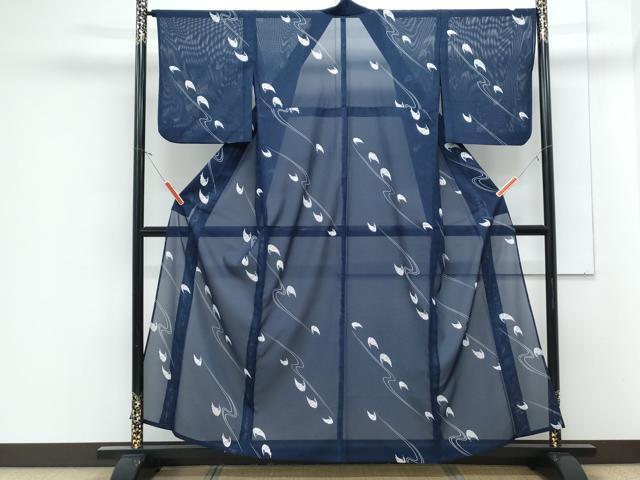 平和屋着物＊夏物　小紋　絽　流水扇面文　洗える着物　CABJ1129th