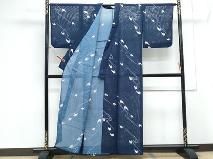 平和屋着物＊夏物　小紋　絽　流水扇面文　洗える着物　CABJ1129th
