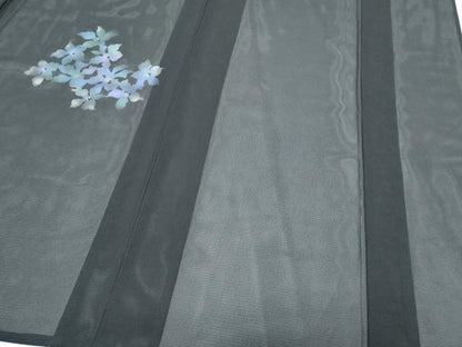 平和屋着物＊夏物　訪問着　絽　草花文　暈し染め　黒地　洗える着物　CABJ1130th