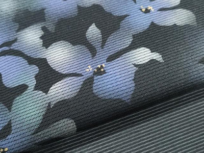 平和屋着物＊夏物　訪問着　絽　草花文　暈し染め　黒地　洗える着物　CABJ1130th