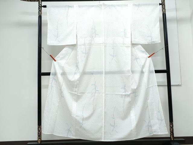 平和屋着物＊夏物　小紋　絽　草花文　洗える着物　CABJ1131th