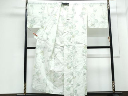 平和屋着物＊夏物　小紋　紗　縮織　草花文　CABJ1132th