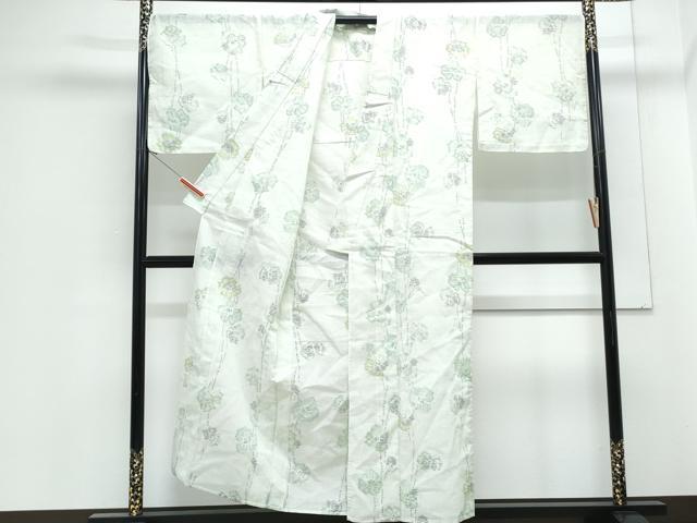 平和屋着物＊夏物　小紋　紗　縮織　草花文　CABJ1132th