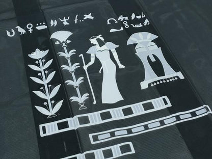 平和屋着物＊夏物　訪問着　絽　エジプト壁画文様　黒地　洗える着物　CABJ1136th