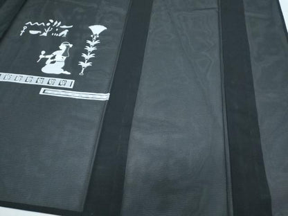 平和屋着物＊夏物　訪問着　絽　エジプト壁画文様　黒地　洗える着物　CABJ1136th