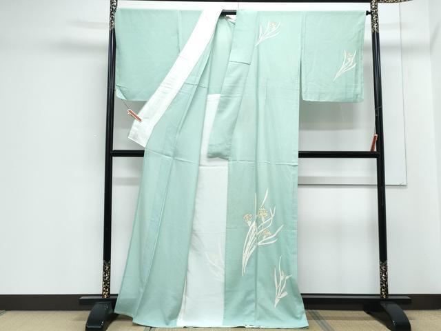 平和屋着物＊夏物　訪問着　絽　草花文　銀彩　正絹　逸品　CABJ1137th