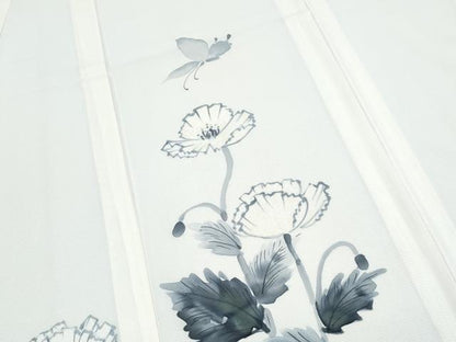平和屋着物＊夏物　訪問着　絽　手描き　花蝶文　正絹　逸品　CABJ1145th