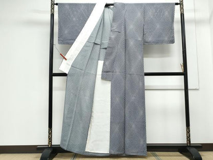 平和屋着物＊夏物　小紋　絽　菱花文　正絹　逸品　CABJ1149th
