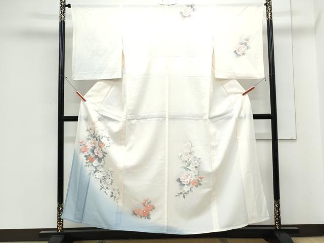 平和屋着物＊夏物　訪問着　絽　友禅　草花文　暈し染め　正絹　逸品　CABJ1151th