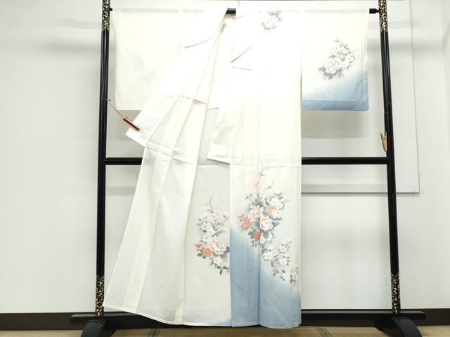 平和屋着物＊夏物　訪問着　絽　友禅　草花文　暈し染め　正絹　逸品　CABJ1151th