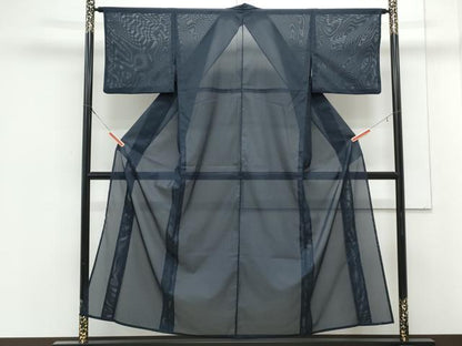平和屋着物＊夏物　色無地　絽　濡羽色　洗える着物　CABJ1157th