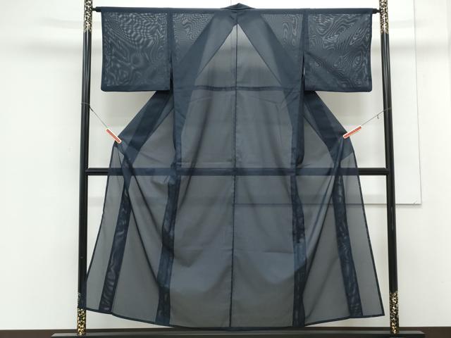 平和屋着物＊夏物　色無地　絽　濡羽色　洗える着物　CABJ1157th