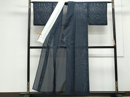 平和屋着物＊夏物　色無地　絽　濡羽色　洗える着物　CABJ1157th