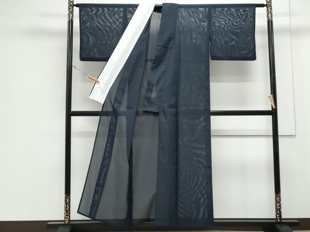 平和屋着物＊夏物　色無地　絽　濡羽色　洗える着物　CABJ1157th