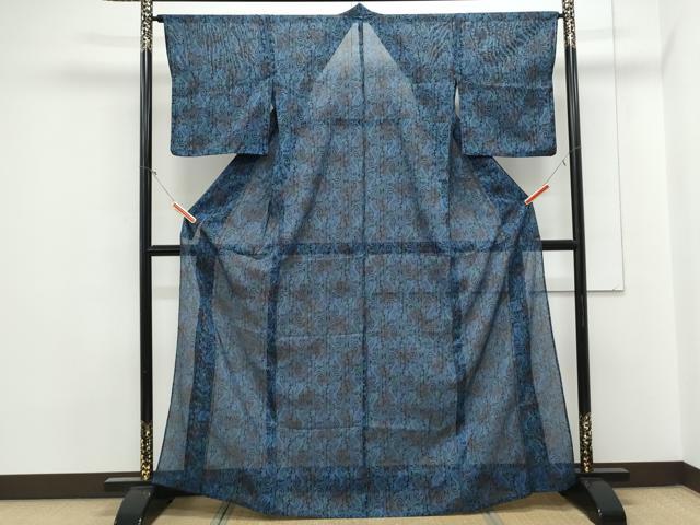 平和屋着物＊夏物　小紋　絽　ペイズリー柄　洗える着物　CABJ1158th