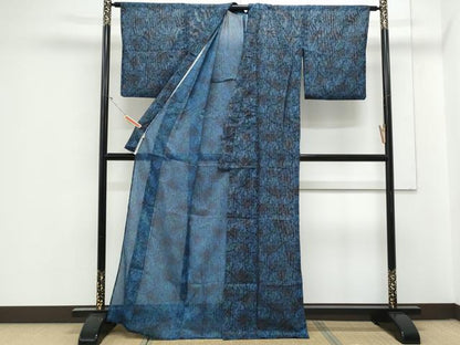 平和屋着物＊夏物　小紋　絽　ペイズリー柄　洗える着物　CABJ1158th