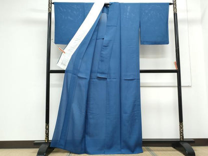 平和屋着物＊夏物　色無地　絽　紺瑠璃色　反端付き　正絹　逸品　CABJ1160th