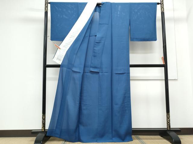 平和屋着物＊夏物　色無地　絽　紺瑠璃色　反端付き　正絹　逸品　CABJ1160th