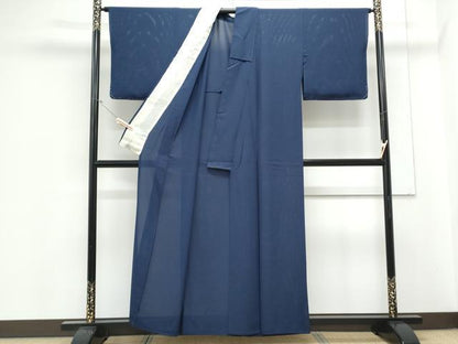平和屋着物＊夏物　色無地　絽　留紺色　正絹　逸品　CABJ1161th