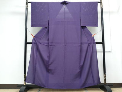平和屋着物＊夏物　色無地　駒絽　葡萄色　さが美扱い　反端付き　正絹　逸品　CABJ1162th