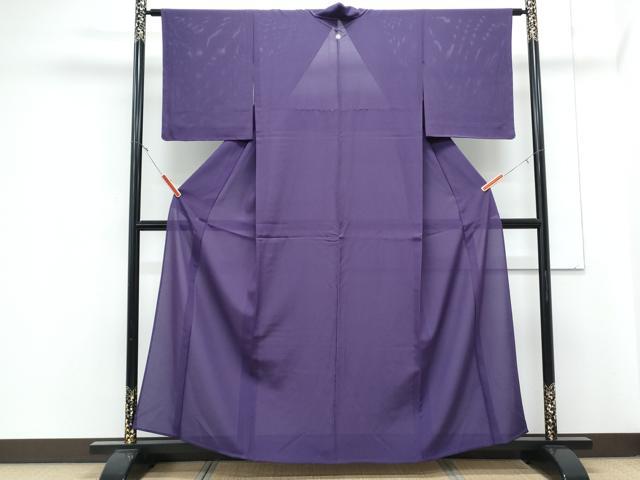 平和屋着物＊夏物　色無地　駒絽　葡萄色　さが美扱い　反端付き　正絹　逸品　CABJ1162th