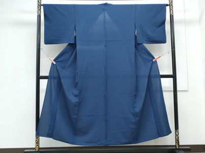 平和屋着物＊夏物　色無地　絽　紺青色　正絹　逸品　CABJ1163th