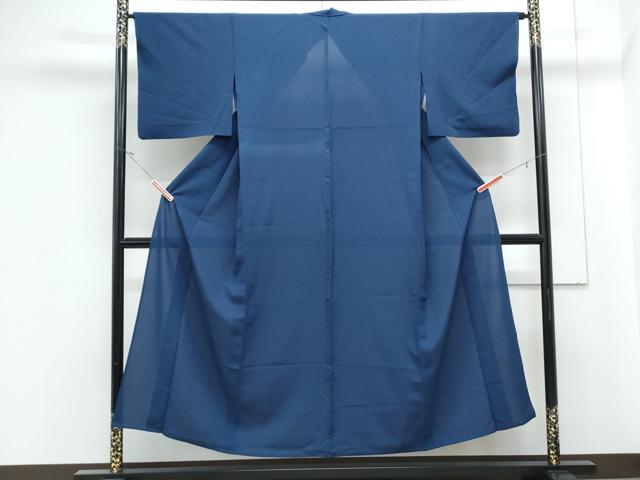 平和屋着物＊夏物　色無地　絽　紺青色　正絹　逸品　CABJ1163th