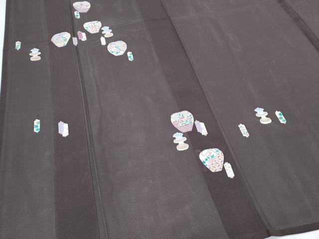平和屋着物＊夏物　訪問着　絽　陶器花文　正絹　逸品　CABJ1166th