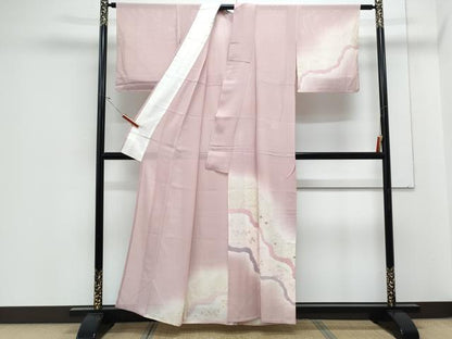 平和屋着物＊夏物　訪問着　絽　道長草花文　暈し染め　金銀彩　正絹　逸品　CABJ1167th