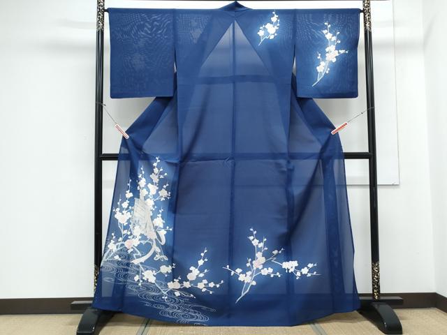 平和屋着物＊夏物　訪問着　絽　御所車花文　暈し染め　銀彩　正絹　逸品　CABJ1172th