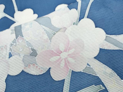 平和屋着物＊夏物　訪問着　絽　御所車花文　暈し染め　銀彩　正絹　逸品　CABJ1172th