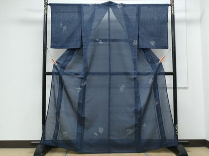 平和屋着物＊夏物　紗紬　草花文　正絹　逸品　CABJ1173th