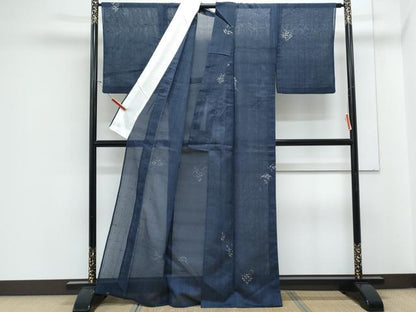 平和屋着物＊夏物　紗紬　草花文　正絹　逸品　CABJ1173th