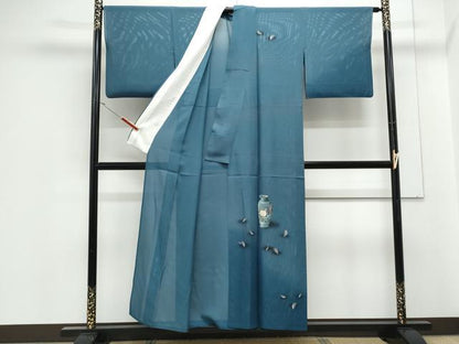 平和屋着物＊夏物　訪問着　絽　刺繍　陶器花文　暈し染め　正絹　逸品　CABJ1179th
