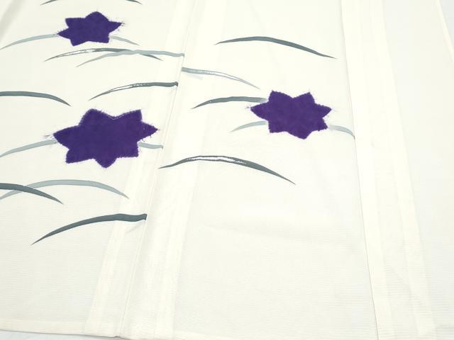 平和屋着物＊夏物　訪問着　絽　絞り　芝草花文　銀彩　正絹　逸品　CABJ1181th