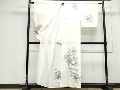 平和屋着物＊夏物　訪問着　絽　手描き　草花文　正絹　逸品　CABJ1182th