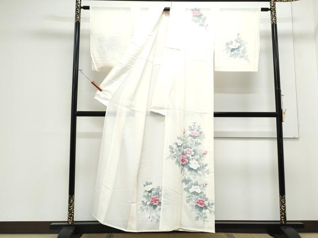 平和屋着物＊夏物　訪問着　絽　手描き　草花文　正絹　逸品　CABJ1182th