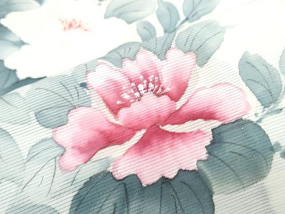平和屋着物＊夏物　訪問着　絽　手描き　草花文　正絹　逸品　CABJ1182th
