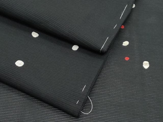 平和屋着物＊夏物　小紋　絽　あられ　黒地　CABJ1183th