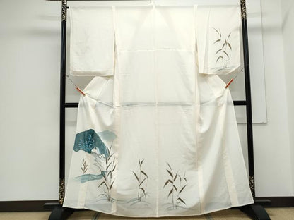 平和屋着物＊夏物　訪問着　絽　手描き　遠山風景文　正絹　逸品　CABJ1184th