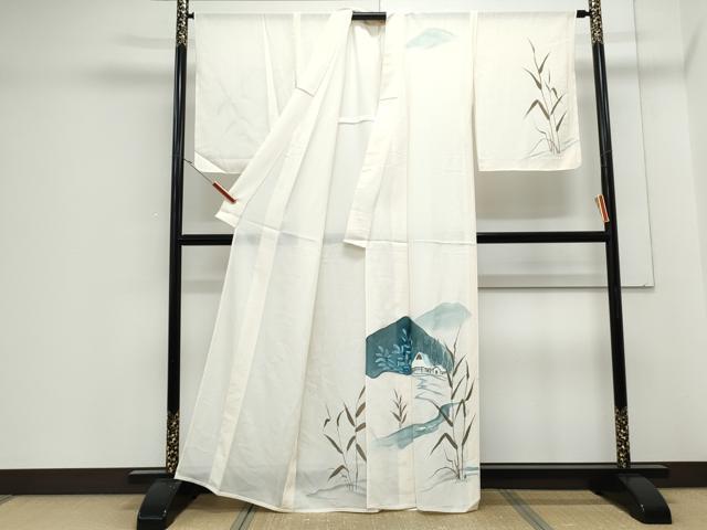 平和屋着物＊夏物　訪問着　絽　手描き　遠山風景文　正絹　逸品　CABJ1184th